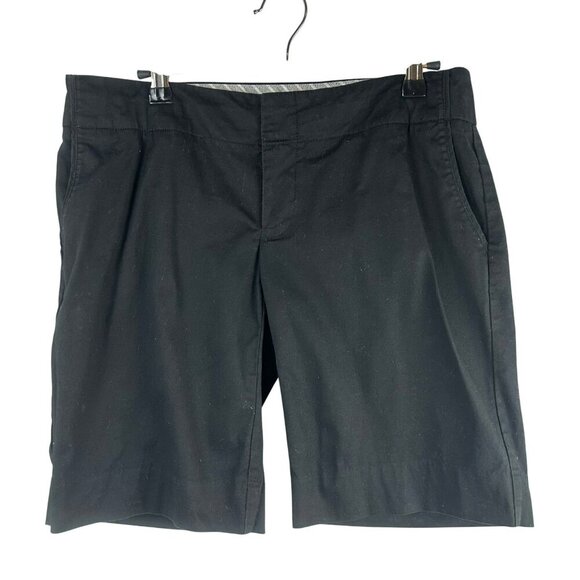 GAP Y2K Bermuda Walking Shorts Women 4 Black Cotton Stretch 10" Inseam Modest - Picture 1 of 4